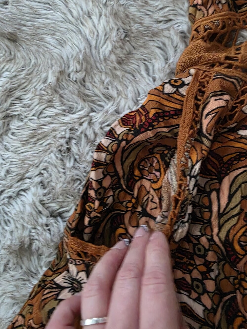 Free People Boho Floral Halter Jumpsuit Brown & Rust Orange Women's Size Large - Picture 6 of 13